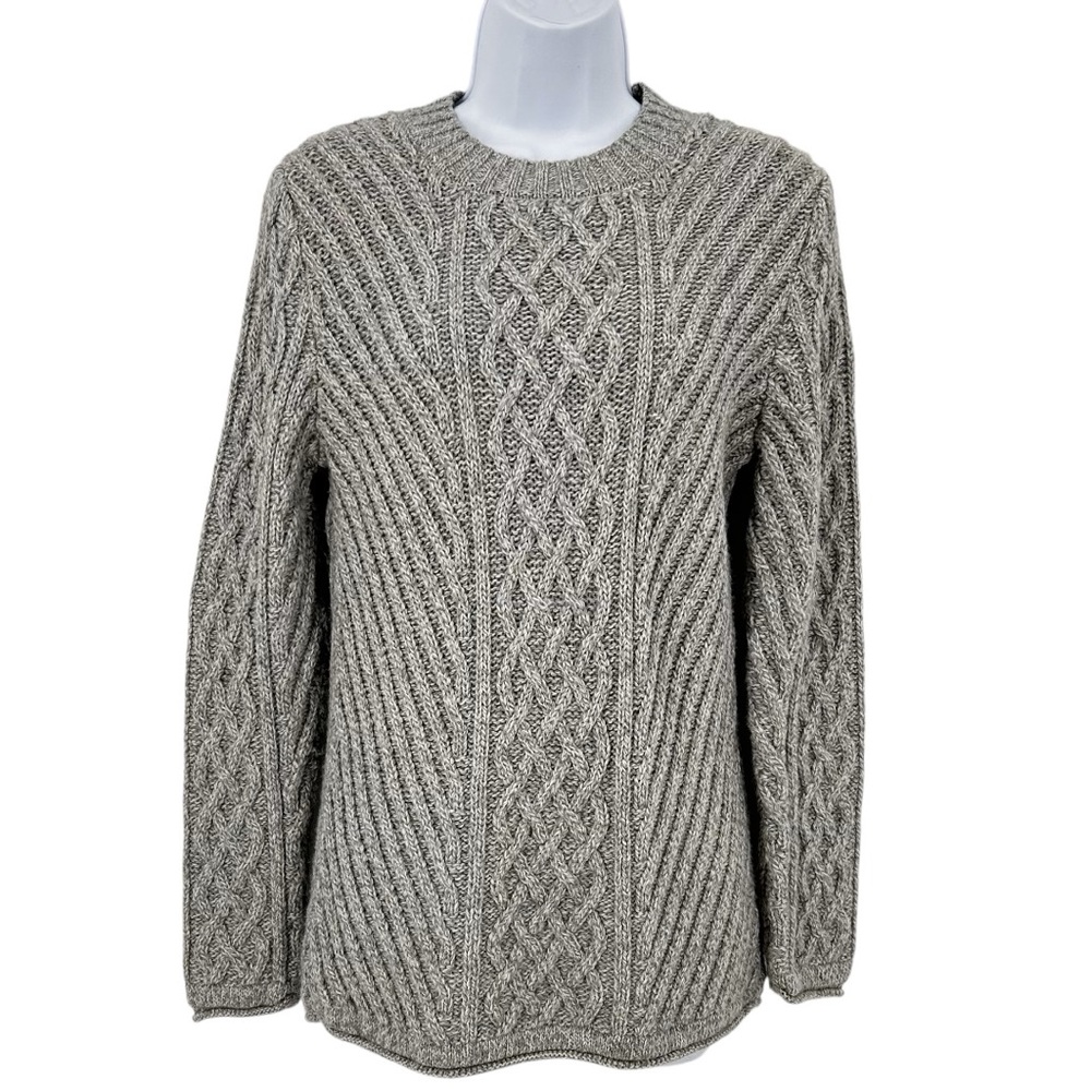 Saol Wool Blend Cable Knit Crew Neck Sweater Size Medium